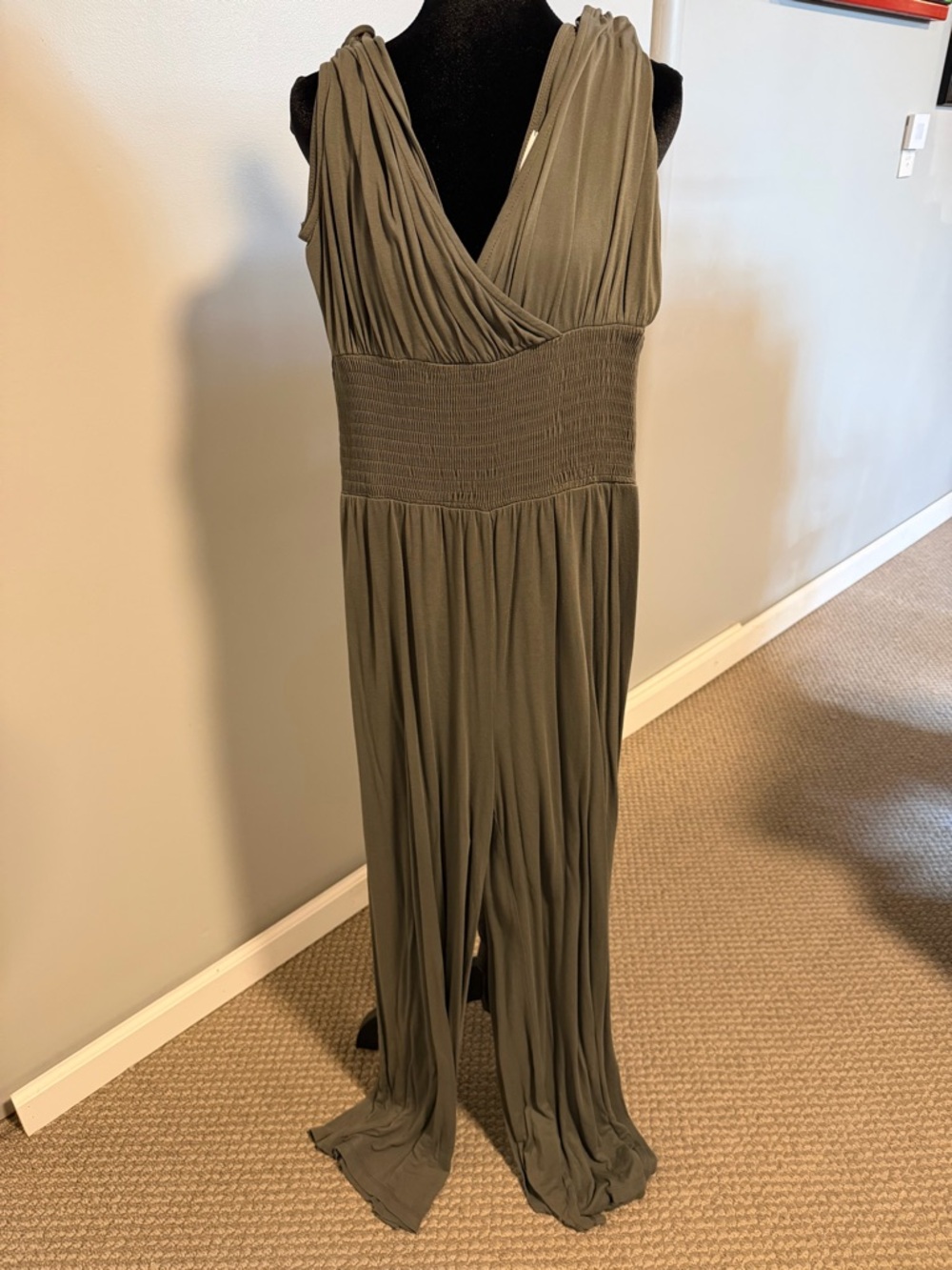 Lascana Olive Green Wide Leg Jumpsuit Size 6 NWOT